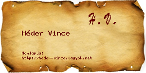 Héder Vince névjegykártya